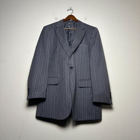 Apollo King Grey Blazer Coat Jacket Vest 2 Piece Suit Men Formal 42L Pinstripe - Picture 1 of 16